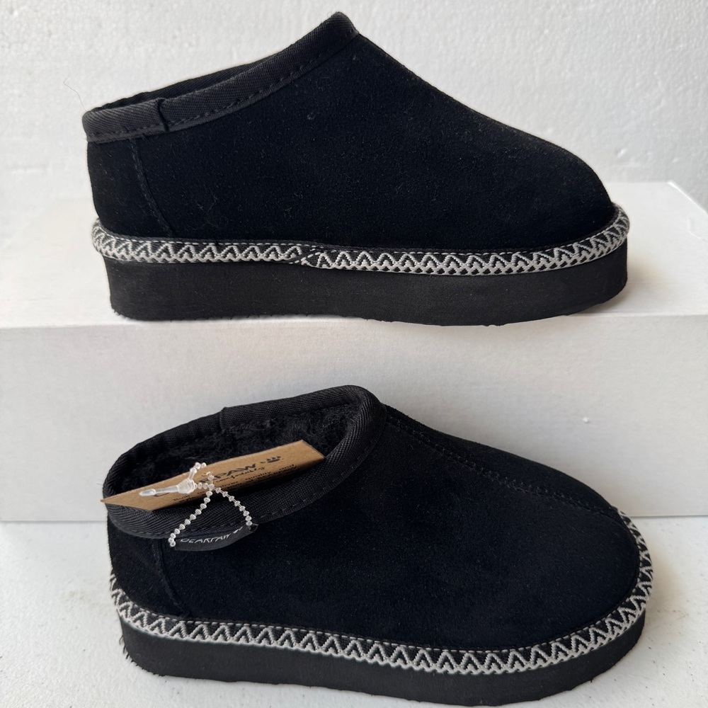 Bearpaw Girls Caroline Youth 3210Y US Size 12 Slippers Cow Suede Slides Black